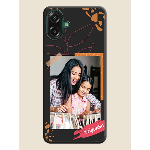 Orange Photo Frame On Space Black Custom Soft Matte Mobile Back Cover - Samsung Galaxy M17e Orange Photo Frame On Space Black Custom Soft Matte Mobile Back Cover - Samsung Galaxy M17e
