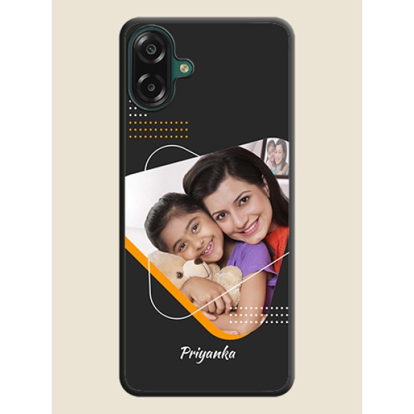 Yellow Triangle on Photo On Space Black Custom Soft Matte Mobile Back Cover - Samsung Galaxy M17e Yellow Triangle on Photo On Space Black Custom Soft Matte Mobile Back Cover - Samsung Galaxy M17e