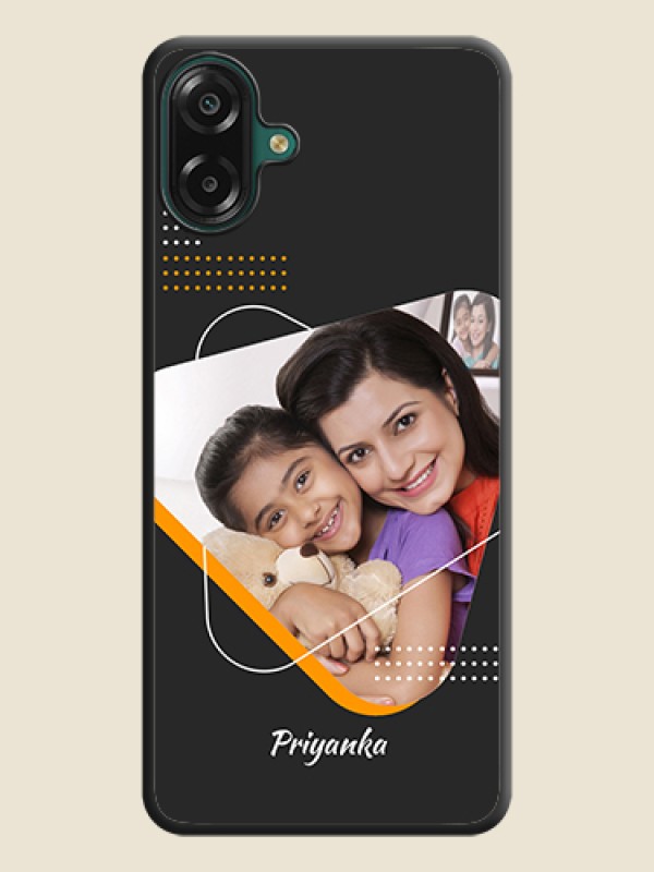 Yellow Triangle on Photo On Space Black Custom Soft Matte Mobile Back Cover - Samsung Galaxy M17e