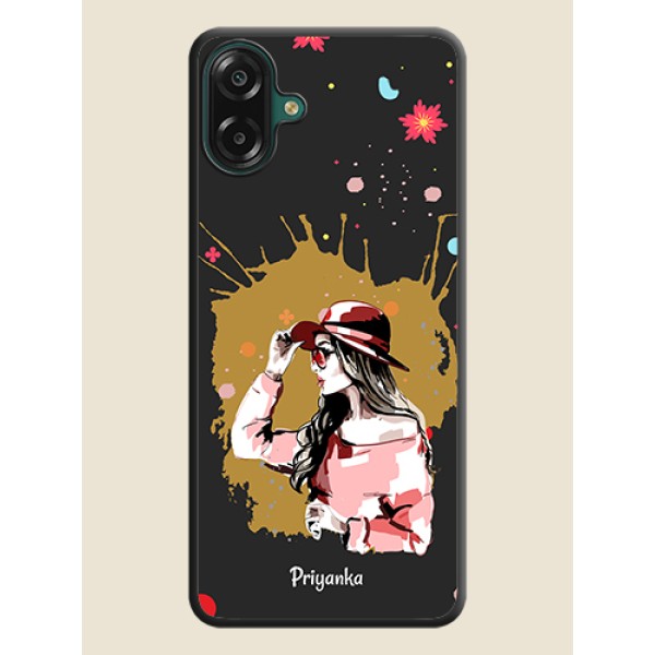 Mordern Lady With Color Splash Background With Custom Text On Space Black Custom Soft Matte Mobile Back Cover - Samsung Galaxy M17e