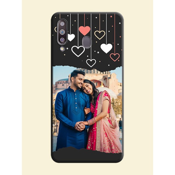 Love Hangings with Splash Wave Picture on Space Black Custom Soft Matte Phone Back Cover - Galaxy M30 Love Hangings with Splash Wave Picture on Space Black Custom Soft Matte Phone Back Cover - Galaxy M30