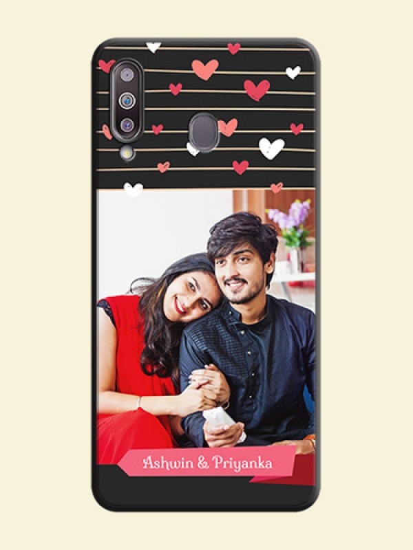 Love Pattern with Name on Pink Ribbon  - Photo on Space Black Soft Matte Back Cover - Galaxy M30