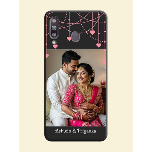 Pink Love Hangings with Text on Space Black Custom Soft Matte Back Cover - Galaxy M30 Pink Love Hangings with Text on Space Black Custom Soft Matte Back Cover - Galaxy M30