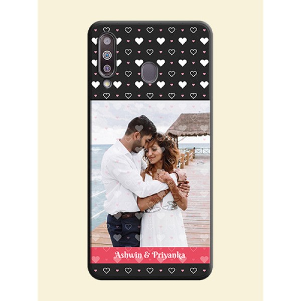 White Color Love Symbols with Text Design - Photo on Space Black Soft Matte Phone Cover - Galaxy M30 White Color Love Symbols with Text Design - Photo on Space Black Soft Matte Phone Cover - Galaxy M30