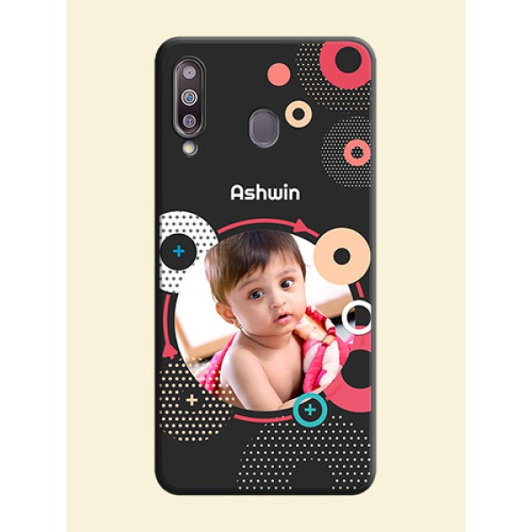 Multicoloured Round Image on Personalised Space Black Soft Matte Cases - Galaxy M30 Multicoloured Round Image on Personalised Space Black Soft Matte Cases - Galaxy M30