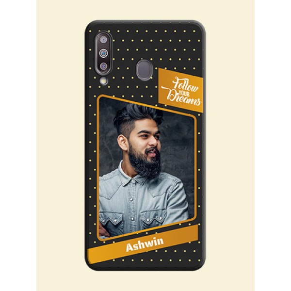Follow Your Dreams with White Dots on Space Black Custom Soft Matte Phone Cases - Galaxy M30 Follow Your Dreams with White Dots on Space Black Custom Soft Matte Phone Cases - Galaxy M30