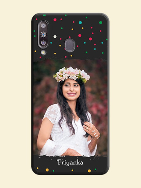 Multicolor Dotted Pattern with Text on Space Black Custom Soft Matte Phone Back Cover - Galaxy M30