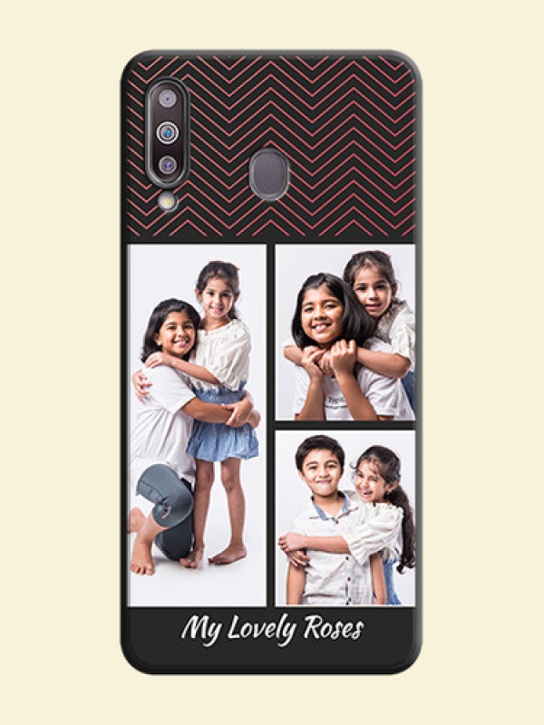 Wave Pattern with 3 Image Holder on Space Black Custom Soft Matte Back Cover - Galaxy M30