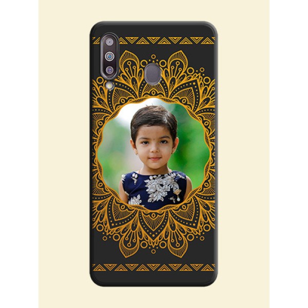 Round Image with Floral Design - Photo on Space Black Soft Matte Mobile Cover - Galaxy M30 Round Image with Floral Design - Photo on Space Black Soft Matte Mobile Cover - Galaxy M30