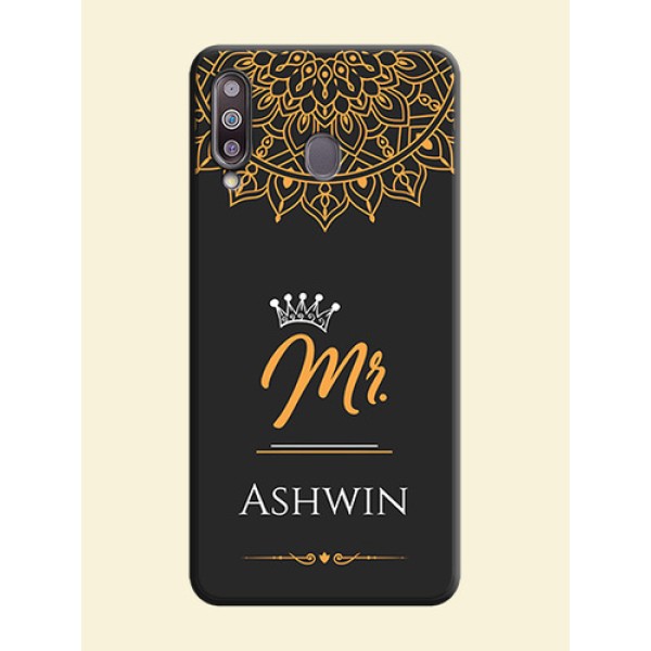 Mr Name with Floral Design on Personalised Space Black Soft Matte Cases - Galaxy M30 Mr Name with Floral Design on Personalised Space Black Soft Matte Cases - Galaxy M30