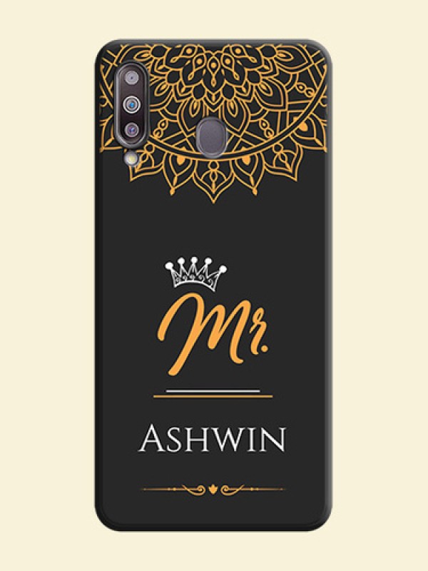 Mr Name with Floral Design  on Personalised Space Black Soft Matte Cases - Galaxy M30
