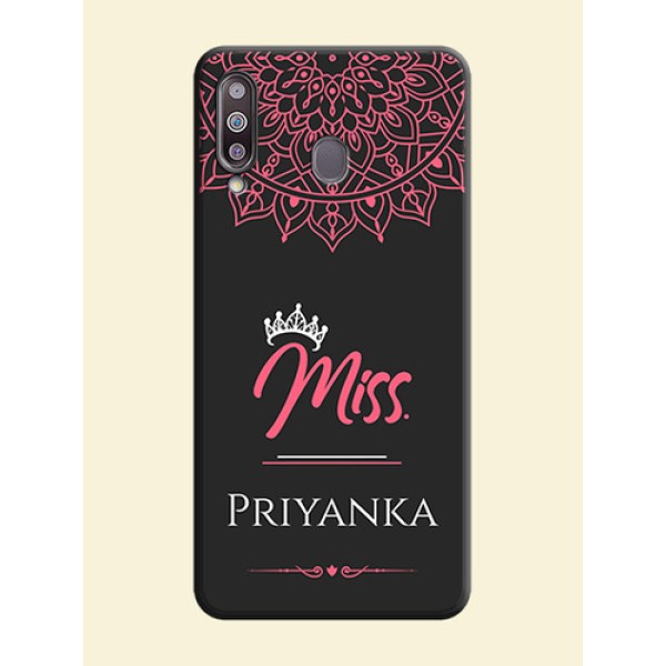 Mrs Name with Floral Design on Space Black Personalized Soft Matte Phone Covers - Galaxy M30 Mrs Name with Floral Design on Space Black Personalized Soft Matte Phone Covers - Galaxy M30