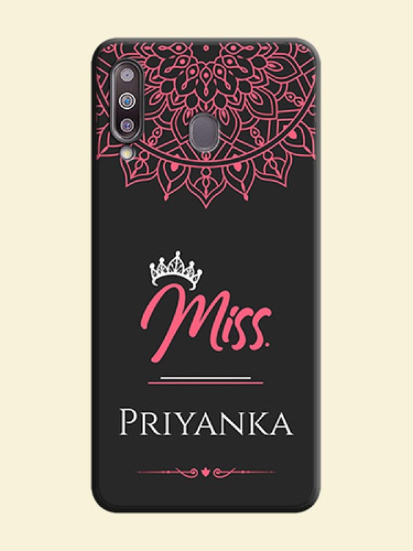 Mrs Name with Floral Design on Space Black Personalized Soft Matte Phone Covers - Galaxy M30