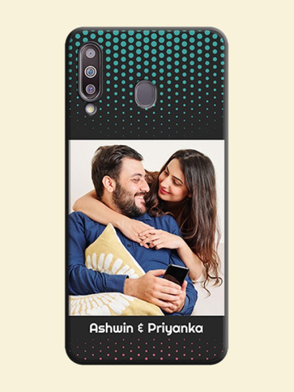 Faded Dots with Grunge Photo Frame and Text on Space Black Custom Soft Matte Phone Cases - Galaxy M30
