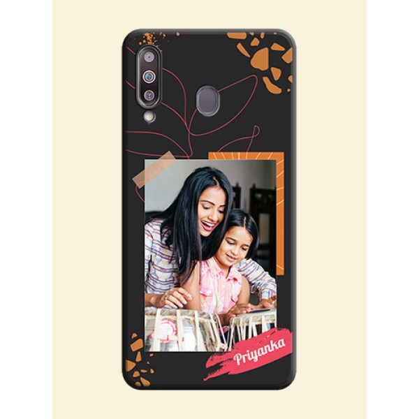 Orange Photo Frame on Space Black Custom Soft Matte Phone Back Cover - Galaxy M30 Orange Photo Frame on Space Black Custom Soft Matte Phone Back Cover - Galaxy M30