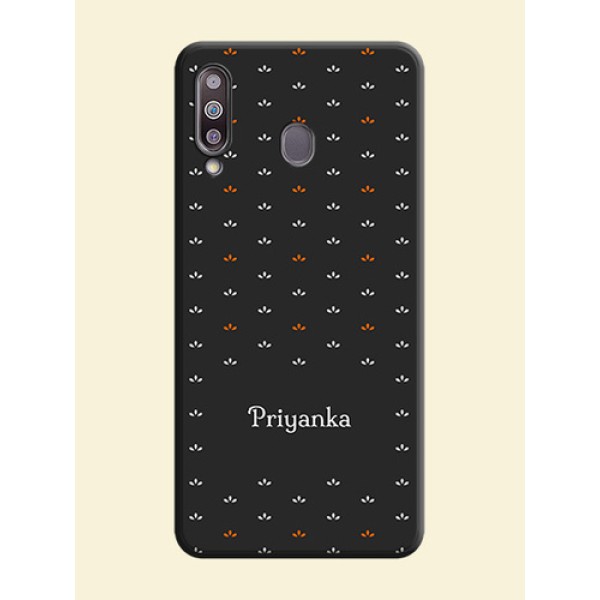 Simple Pattern With Custom Text On Space Black Personalized Soft Matte Phone Covers -Samsung Galaxy M30 Simple Pattern With Custom Text On Space Black Personalized Soft Matte Phone Covers -Samsung Galaxy M30