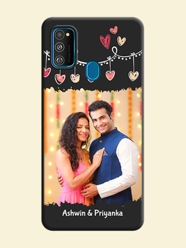 Pink Love Hangings with Name on Space Black Custom Soft Matte Phone Cases - Galaxy M30S