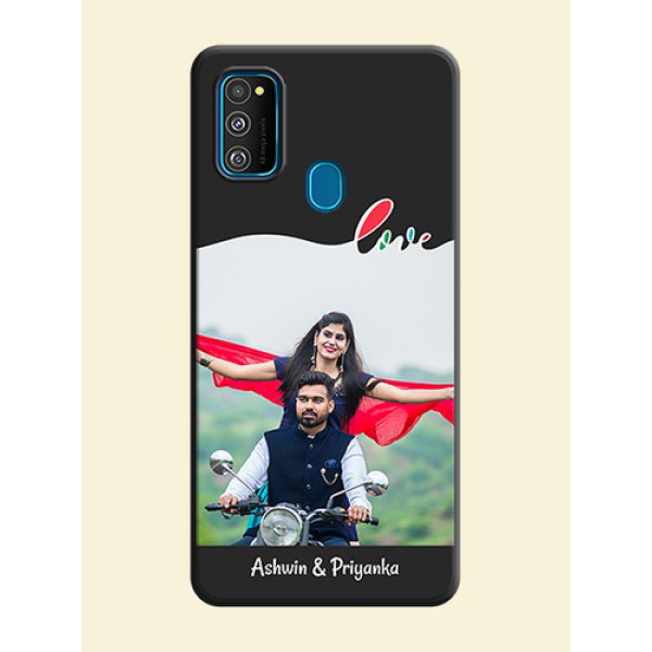 Fall in Love Pattern with Picture - Photo on Space Black Soft Matte Mobile Case - Galaxy M30S Fall in Love Pattern with Picture - Photo on Space Black Soft Matte Mobile Case - Galaxy M30S