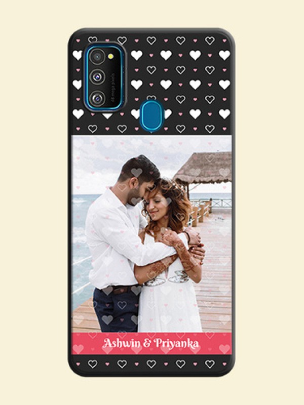White Color Love Symbols with Text Design - Photo on Space Black Soft Matte Phone Cover - Galaxy M30S