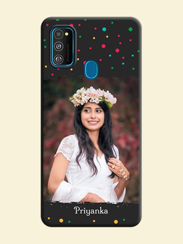 Multicolor Dotted Pattern with Text on Space Black Custom Soft Matte Phone Back Cover - Galaxy M30S
