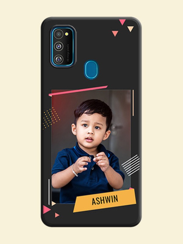 Photo Frame with Triangle Small Dots - Photo on Space Black Soft Matte Back Cover - Galaxy M30S