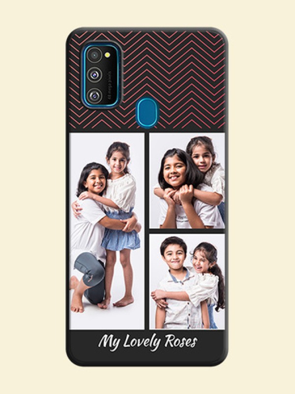 Wave Pattern with 3 Image Holder on Space Black Custom Soft Matte Back Cover - Galaxy M30S