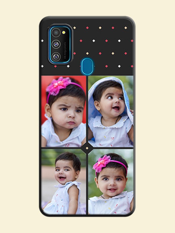 Multicolor Dotted Pattern with 4 Image Holder on Space Black Custom Soft Matte Phone Cases - Galaxy M30S