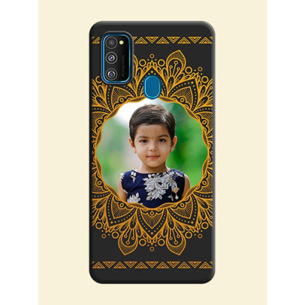 Round Image with Floral Design - Photo on Space Black Soft Matte Mobile Cover - Galaxy M30S Round Image with Floral Design - Photo on Space Black Soft Matte Mobile Cover - Galaxy M30S