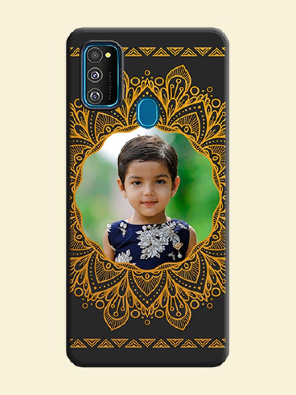 Round Image with Floral Design - Photo on Space Black Soft Matte Mobile Cover - Galaxy M30S