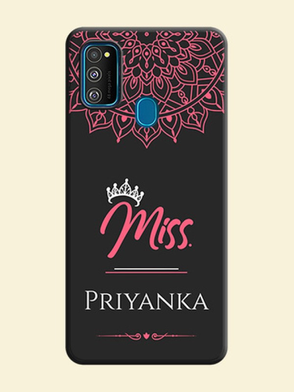 Mrs Name with Floral Design on Space Black Personalized Soft Matte Phone Covers - Galaxy M30S