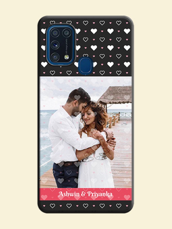White Color Love Symbols with Text Design on Photo on Space Black Soft Matte Phone Cover - Galaxy M31 Prime Edfition