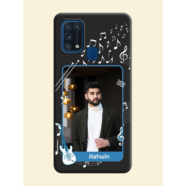 Musical Theme Design with Text on Photo on Space Black Soft Matte Mobile Case - Galaxy M31 Prime Edfition
