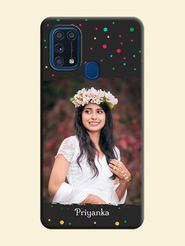 Multicolor Dotted Pattern with Text on Space Black Custom Soft Matte Phone Back Cover - Galaxy M31 Prime Edfition