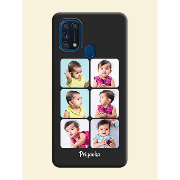 Floral Art with 6 Image Holder on Photo on Space Black Soft Matte Mobile Case - Galaxy M31 Prime Edfition Floral Art with 6 Image Holder on Photo on Space Black Soft Matte Mobile Case - Galaxy M31 Prime Edfition