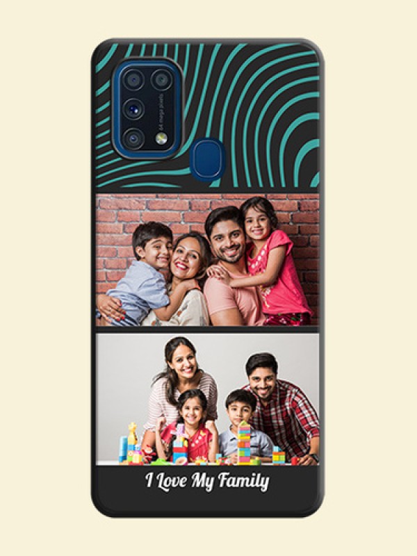 Wave Pattern with 2 Image Holder on Space Black Personalized Soft Matte Phone Covers - Galaxy M31 Prime Edfition