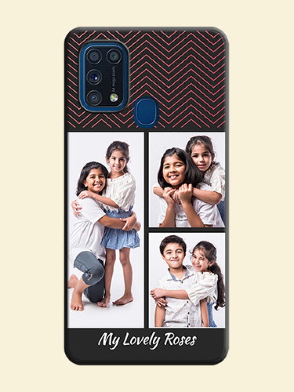 Wave Pattern with 3 Image Holder on Space Black Custom Soft Matte Back Cover - Galaxy M31 Prime Edfition