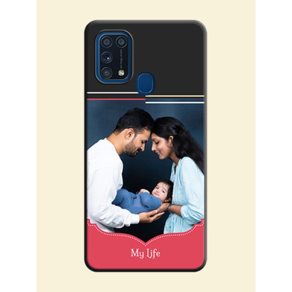 Classic Plain Design with Name on Photo on Space Black Soft Matte Phone Cover - Galaxy M31 Prime Edfition Classic Plain Design with Name on Photo on Space Black Soft Matte Phone Cover - Galaxy M31 Prime Edfition