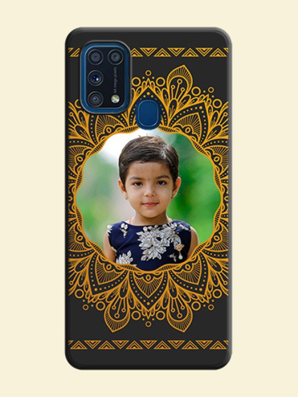 Round Image with Floral Design on Photo on Space Black Soft Matte Mobile Cover - Galaxy M31 Prime Edfition