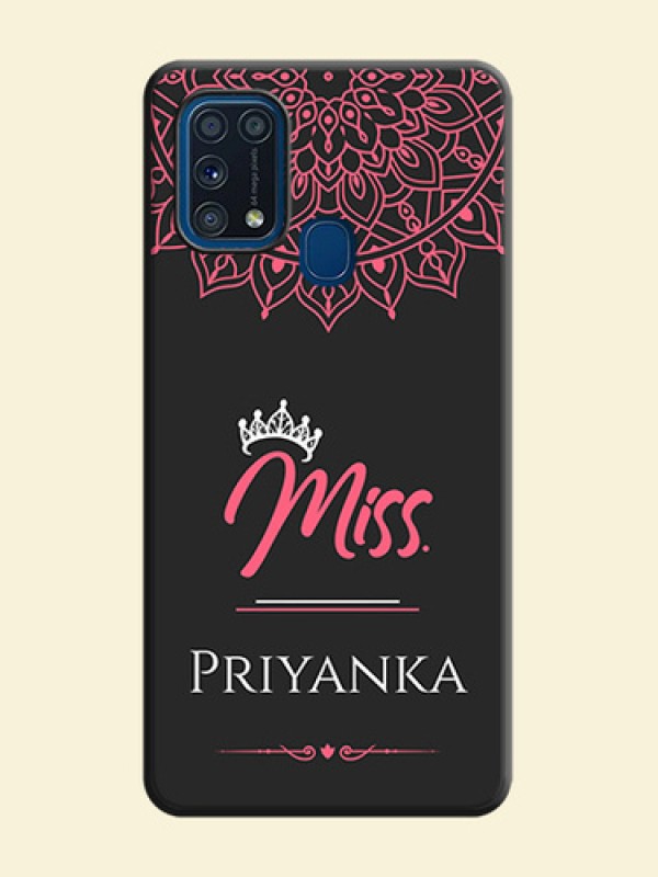 Mrs Name with Floral Design on Space Black Personalized Soft Matte Phone Covers - Galaxy M31 Prime Edfition