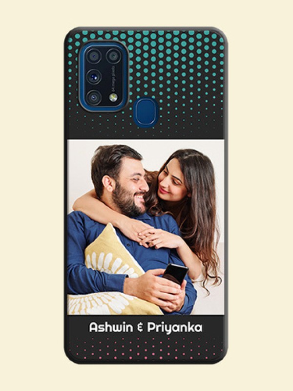Faded Dots with Grunge Photo Frame and Text on Space Black Custom Soft Matte Phone Cases - Galaxy M31 Prime Edfition