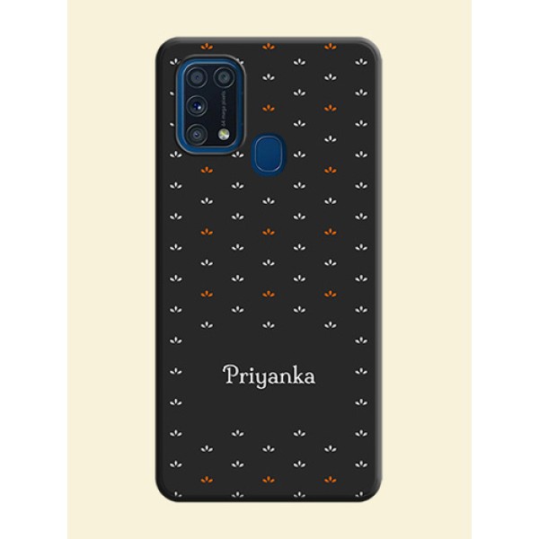 Simple Pattern With Custom Text On Space Black Personalized Soft Matte Phone Covers -Samsung Galaxy M31 Prime Edition Simple Pattern With Custom Text On Space Black Personalized Soft Matte Phone Covers -Samsung Galaxy M31 Prime Edition