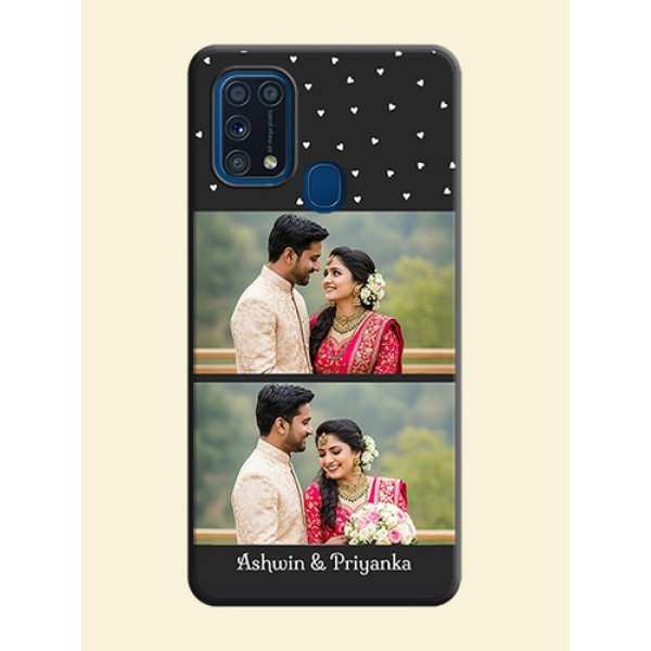 Miniature Love Symbols with Name on Space Black Custom Soft Matte Back Cover - Galaxy M31 Miniature Love Symbols with Name on Space Black Custom Soft Matte Back Cover - Galaxy M31