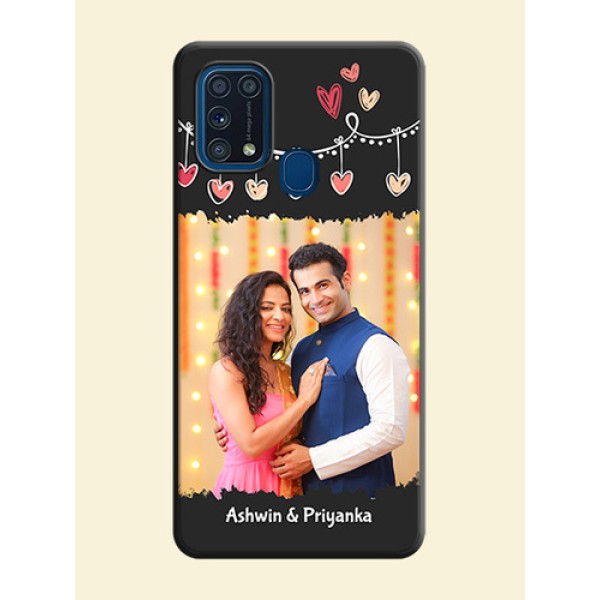 Pink Love Hangings with Name on Space Black Custom Soft Matte Phone Cases - Galaxy M31 Pink Love Hangings with Name on Space Black Custom Soft Matte Phone Cases - Galaxy M31