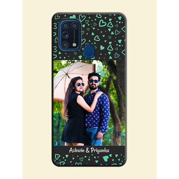 Sea Green Indefinite Love Pattern - Photo on Space Black Soft Matte Mobile Cover - Galaxy M31 Sea Green Indefinite Love Pattern - Photo on Space Black Soft Matte Mobile Cover - Galaxy M31