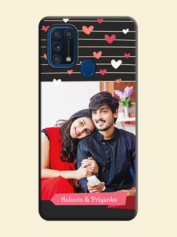 Love Pattern with Name on Pink Ribbon  - Photo on Space Black Soft Matte Back Cover - Galaxy M31