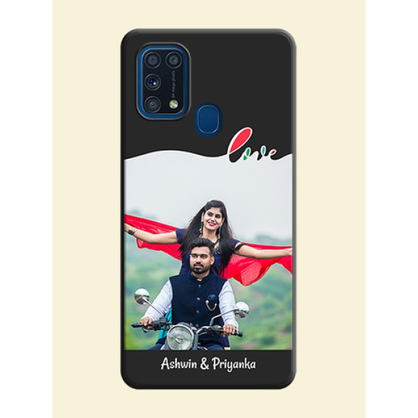 Fall in Love Pattern with Picture - Photo on Space Black Soft Matte Mobile Case - Galaxy M31 Fall in Love Pattern with Picture - Photo on Space Black Soft Matte Mobile Case - Galaxy M31