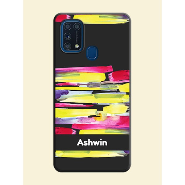 Brush Coloured on Space Black Personalized Soft Matte Phone Covers - Galaxy M31 Brush Coloured on Space Black Personalized Soft Matte Phone Covers - Galaxy M31