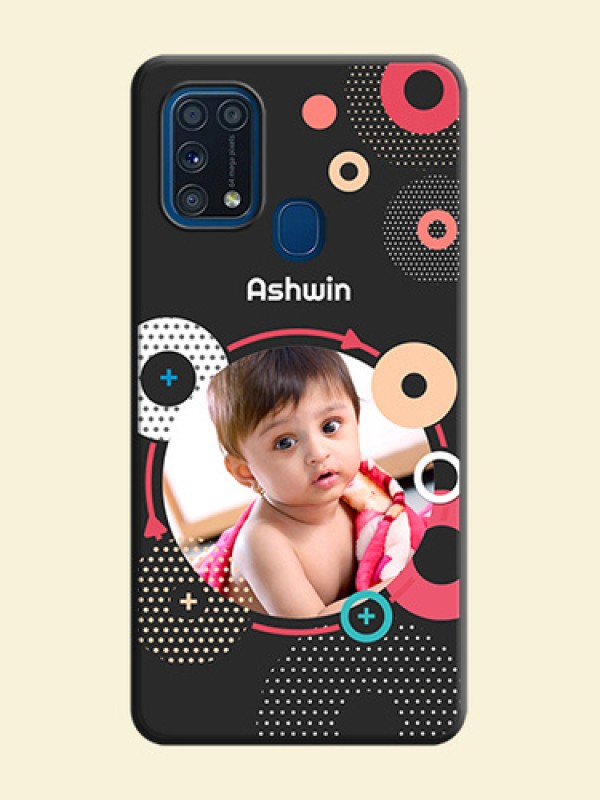 Multicoloured Round Image on Personalised Space Black Soft Matte Cases - Galaxy M31
