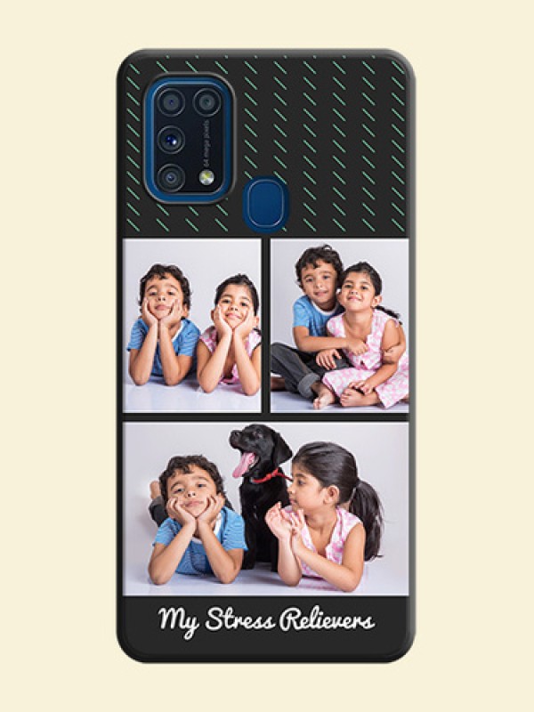 Cross Dotted Pattern with 2 Image Holder  on Personalised Space Black Soft Matte Cases - Galaxy M31