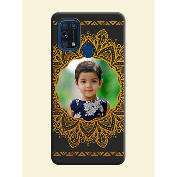 Round Image with Floral Design - Photo on Space Black Soft Matte Mobile Cover - Galaxy M31 Round Image with Floral Design - Photo on Space Black Soft Matte Mobile Cover - Galaxy M31